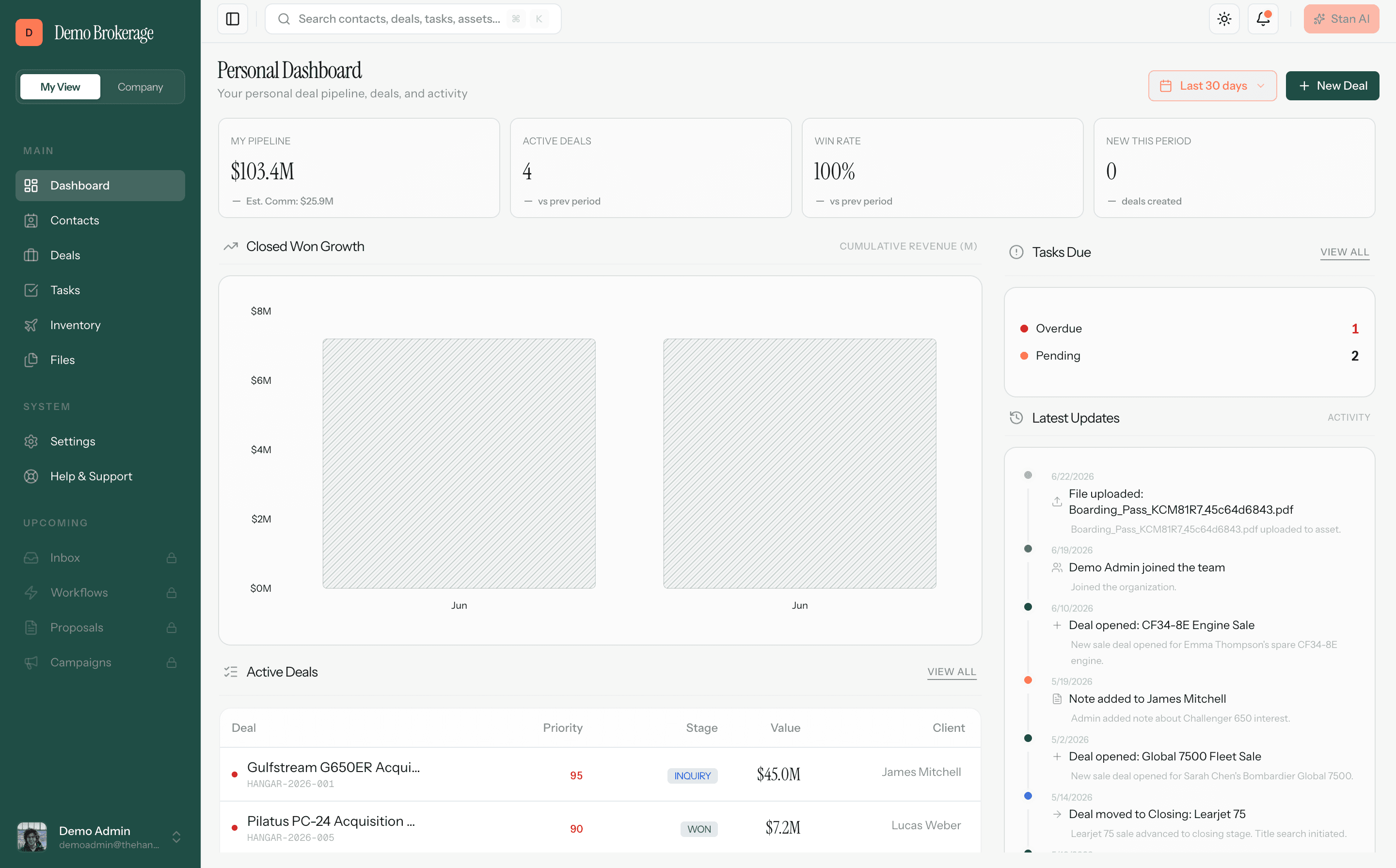 The Hangar Dashboard Preview
